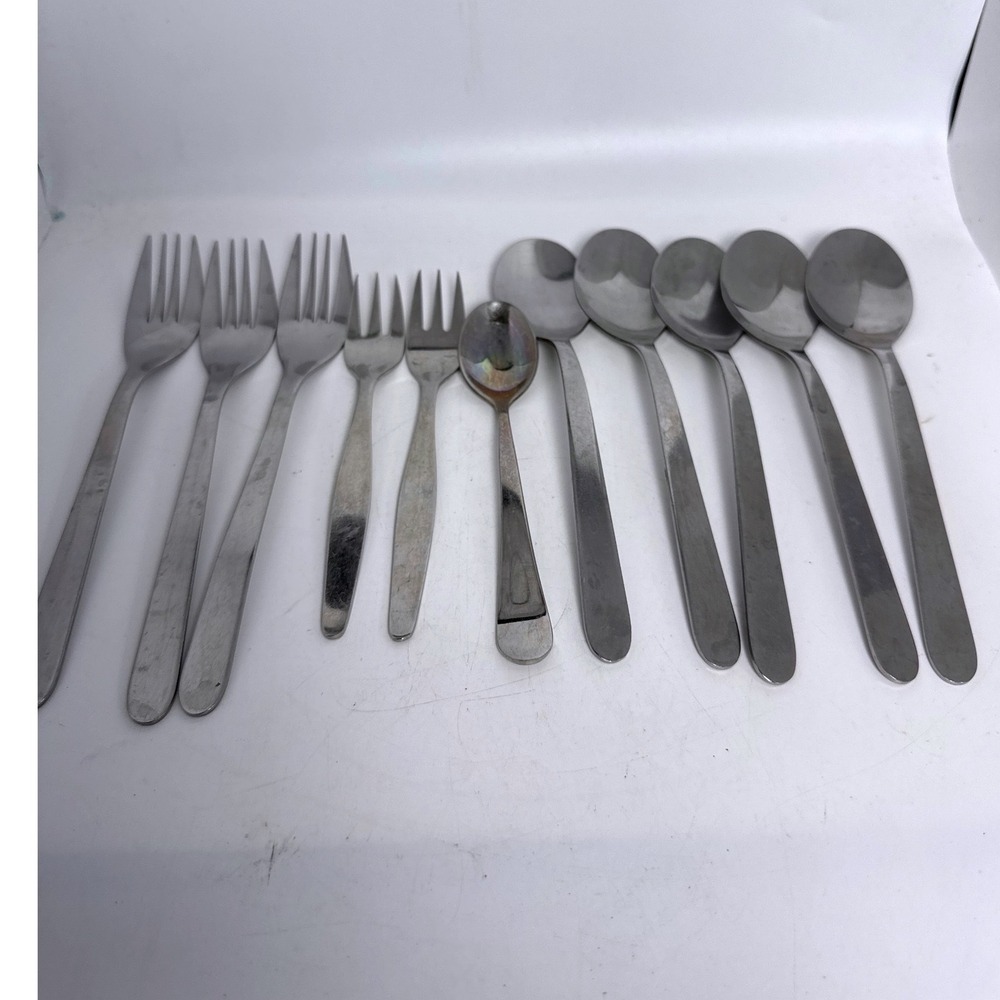 IKEA Flatware Set Mixed Lot 11pc Silver Stainless Steel Good Modern Utensils